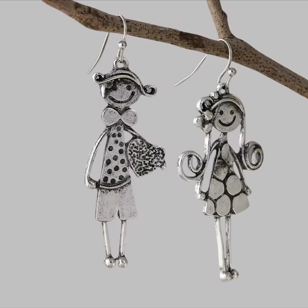Whimsical Boy & Girl Dangle Earrings – Cute Couple Design